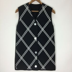 Vintage Cardigan‎ Sweater Vest Top 34" Bust Size Small Stretch Knit Polyester